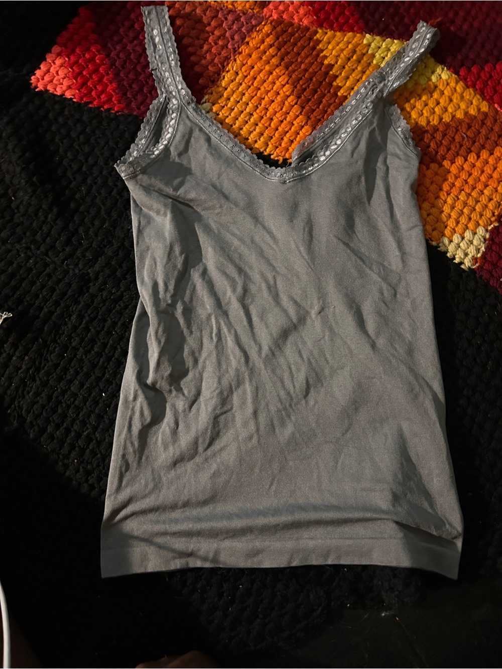 & Other Stories Lace-Trim Tank Top in Light Gray